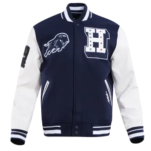 HOWARD UNIVERSITY CLASSIC RIB WOOL VARSITY JACKET (MIDNIGHT NAVY/WHITE)