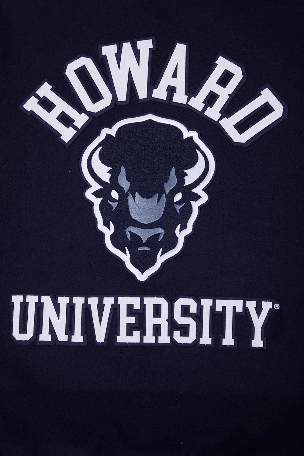 HOWARD UNIVERSITY CLASSIC RIB WOOL VARSITY JACKET (MIDNIGHT NAVY/WHITE)