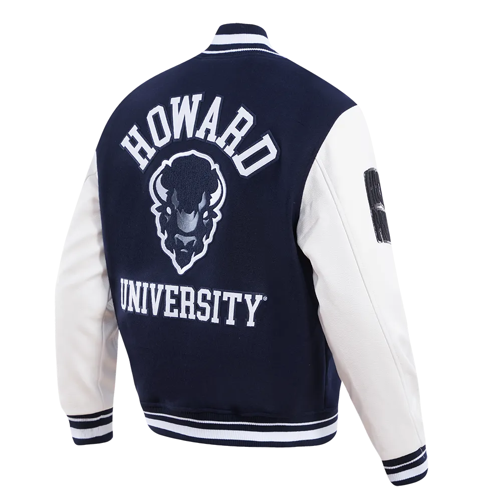 HOWARD UNIVERSITY CLASSIC RIB WOOL VARSITY JACKET (MIDNIGHT NAVY/WHITE)