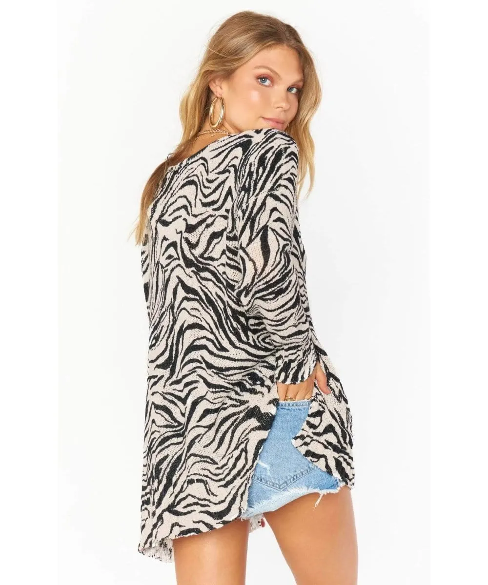 Hug Me Sweater Coconut Zebra