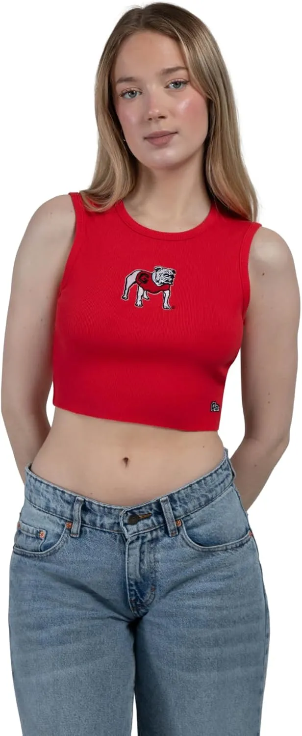 Hype & Vice Cut-Off Tank for Women (Small) - University of Georgia Top for Women, Cropped Fit Tank Top, College Shirts for Game Days - Red