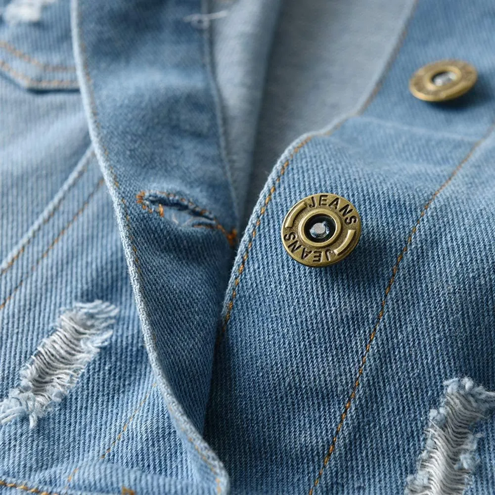 IWEMEK Toddler Baby Boy Girl Denim Jackets Button Down Jeans Jacket Top Coat Ripped Cowboy Outwear Hooded Winter Fall Clothes