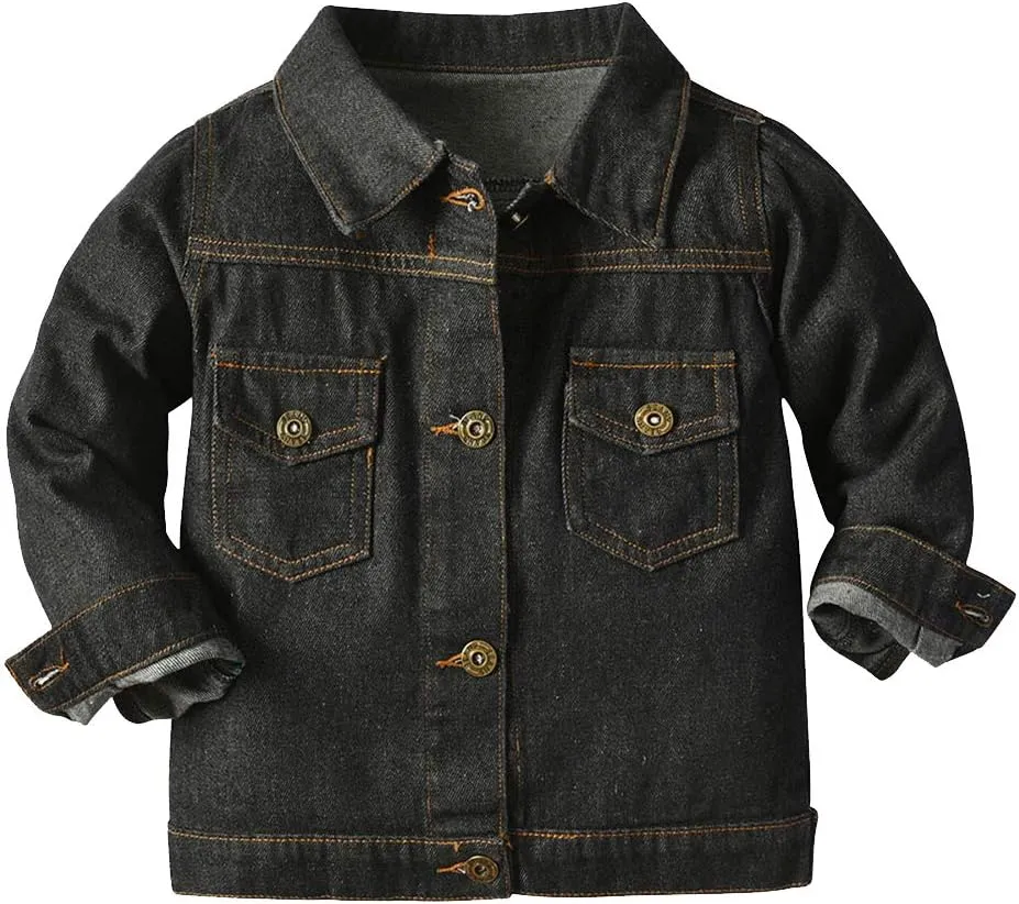 IWEMEK Toddler Baby Boy Girl Denim Jackets Button Down Jeans Jacket Top Coat Ripped Cowboy Outwear Hooded Winter Fall Clothes