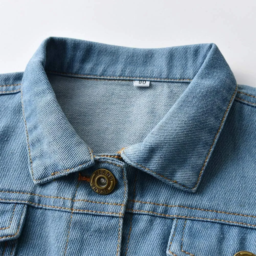 IWEMEK Toddler Baby Boy Girl Denim Jackets Button Down Jeans Jacket Top Coat Ripped Cowboy Outwear Hooded Winter Fall Clothes