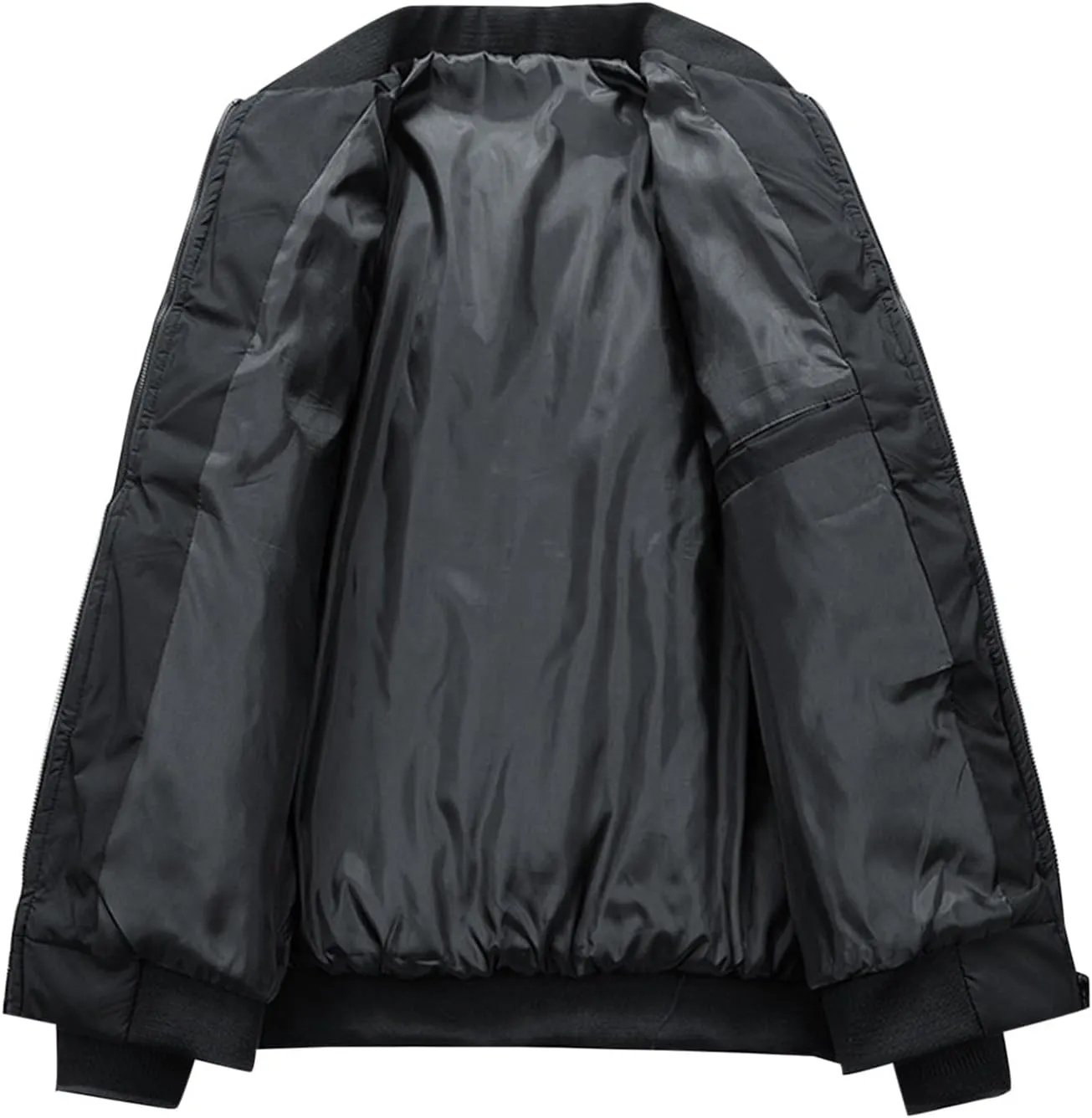 Jackets for Men Fashion Winter Zip up Long Sleeve No Hood down Jacket Casual Lightweight Warm Windbreaker Coat Pocket