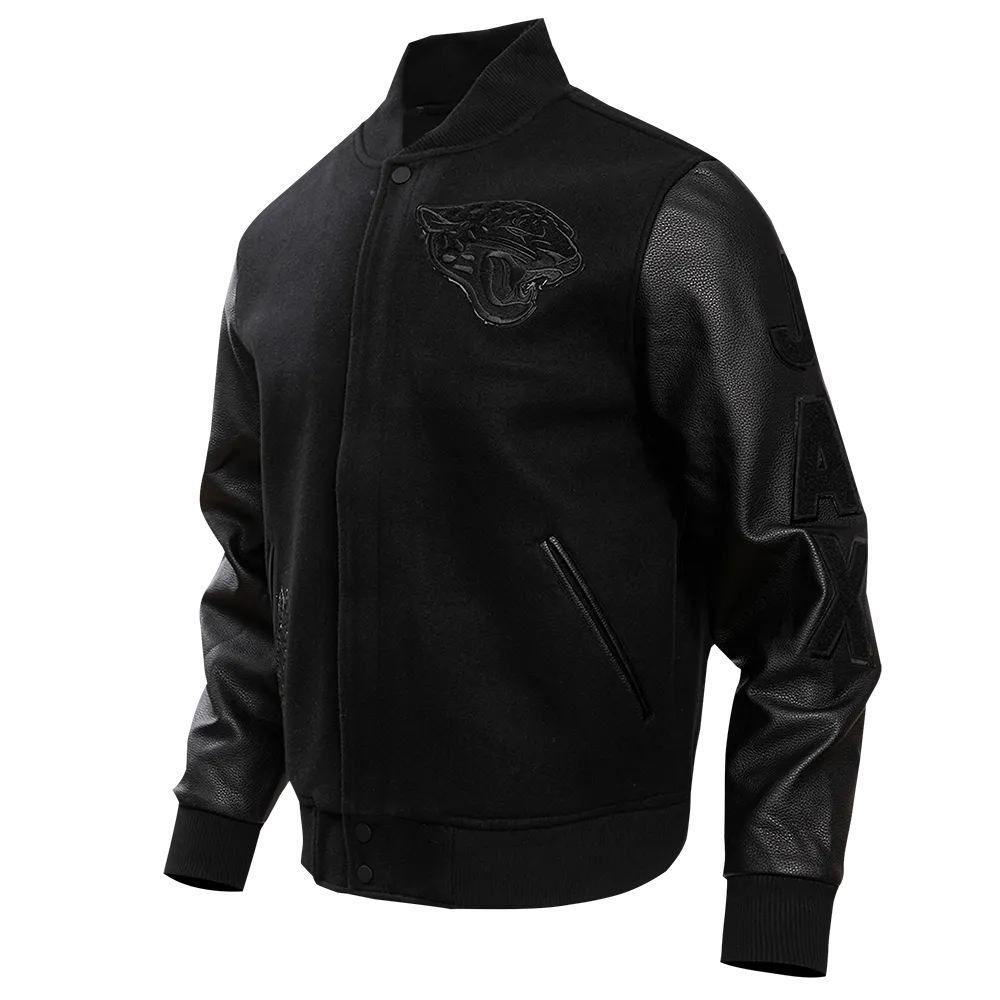 JACKSONVILLE JAGUARS TRIPLE BLACK MEN'S WOOL VARSITY JACKET (TRIPLE BLACK MEN'S)