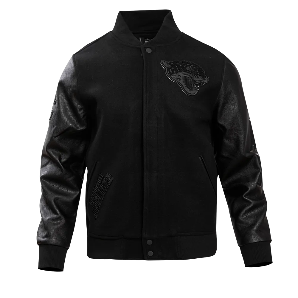JACKSONVILLE JAGUARS TRIPLE BLACK MEN'S WOOL VARSITY JACKET (TRIPLE BLACK MEN'S)
