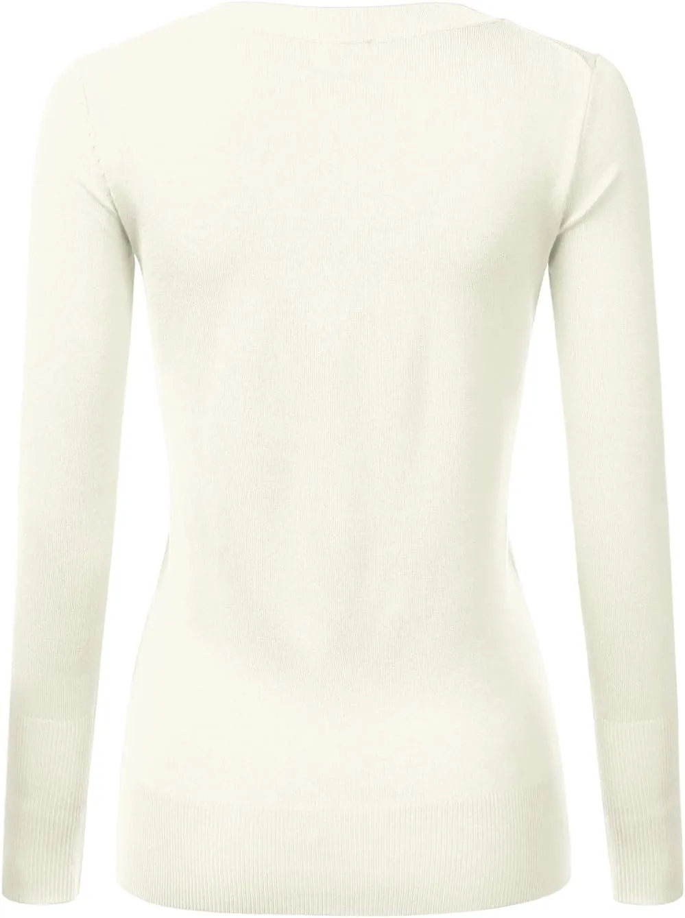 JJ Perfection Simple V-Neck Long Sleeve Pullover Essential Casual Soft Knit Fitted Sweaters for Womens Clothes with Plus Size