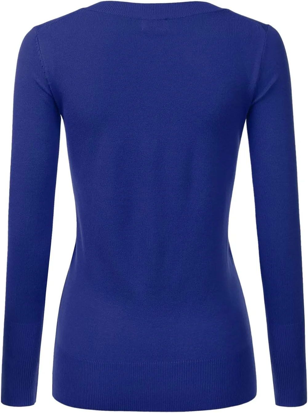 JJ Perfection Simple V-Neck Long Sleeve Pullover Essential Casual Soft Knit Fitted Sweaters for Womens Clothes with Plus Size