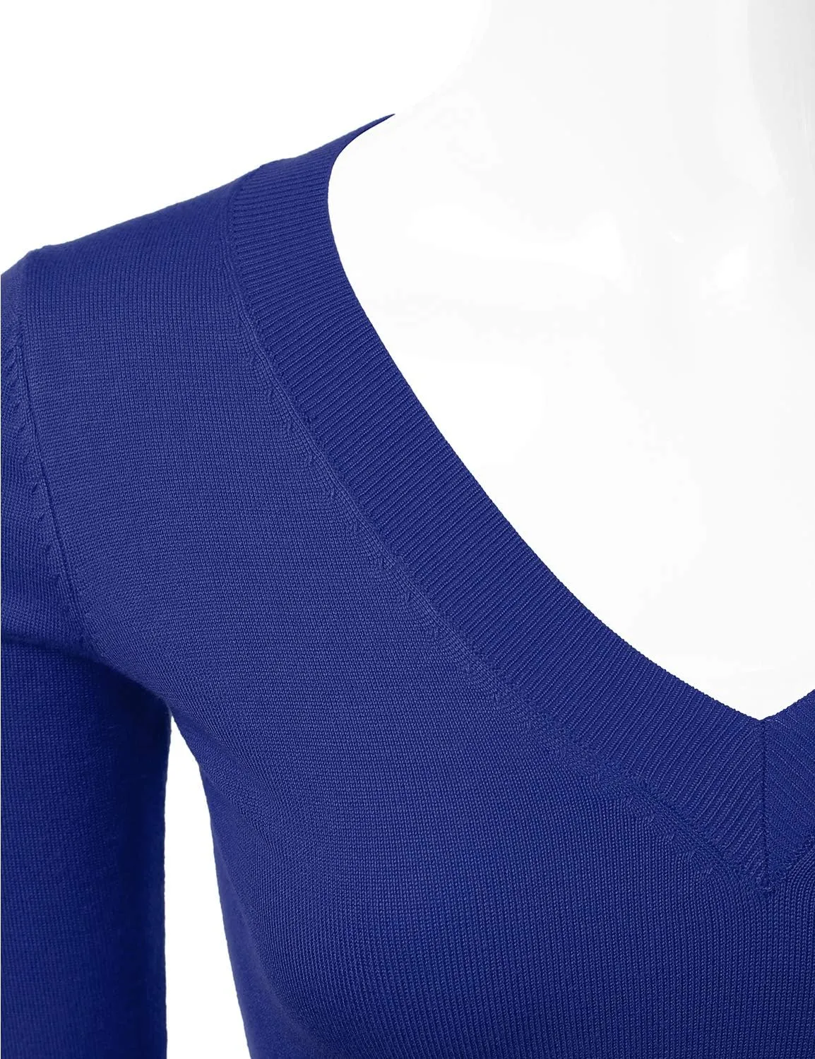 JJ Perfection Simple V-Neck Long Sleeve Pullover Essential Casual Soft Knit Fitted Sweaters for Womens Clothes with Plus Size