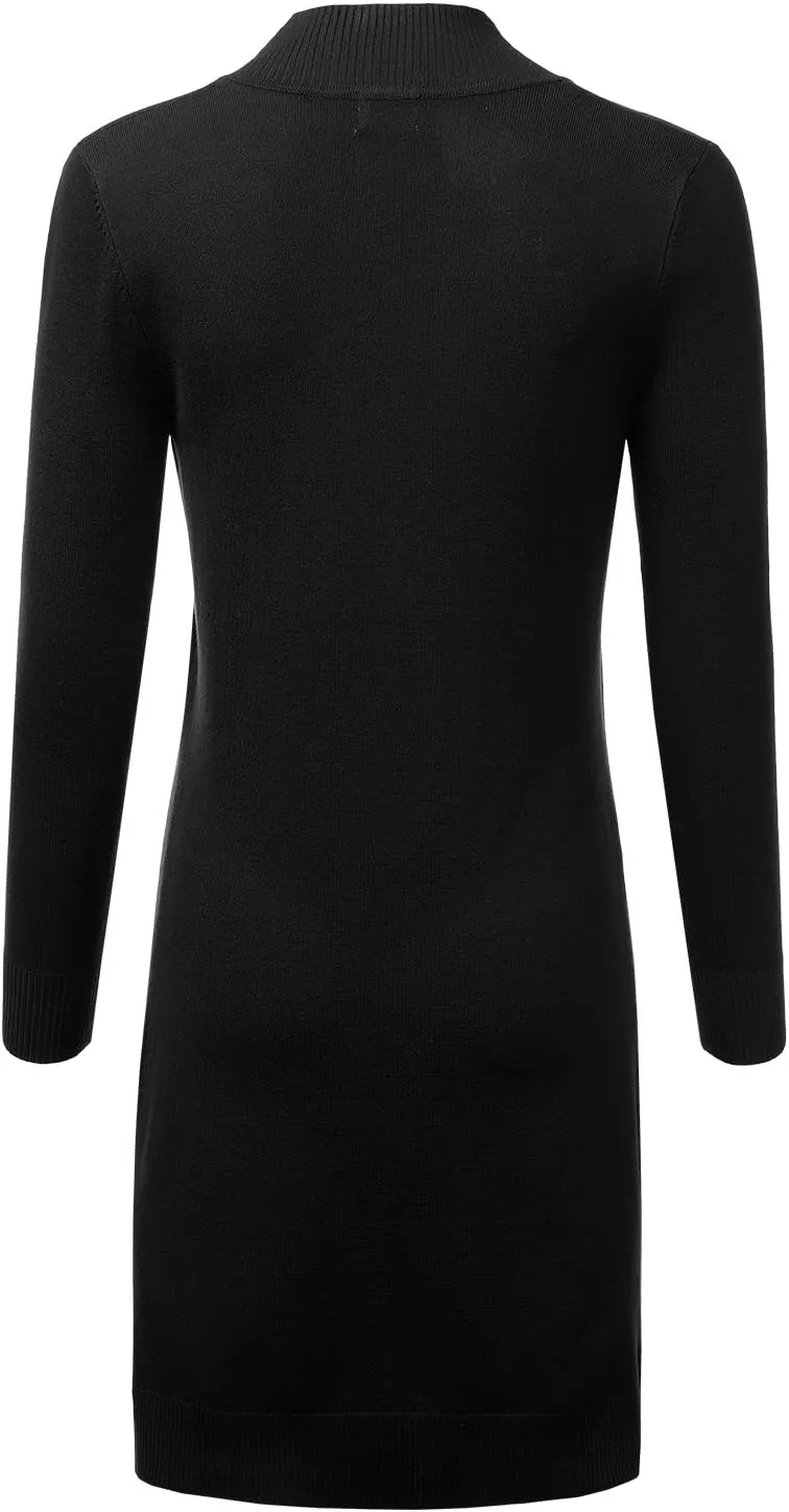 JJ Perfection Womens Casual Long Knit Cardigan Long Sleeve with Pockets Lightweight Open Front Sweater Jacket with Plus Size