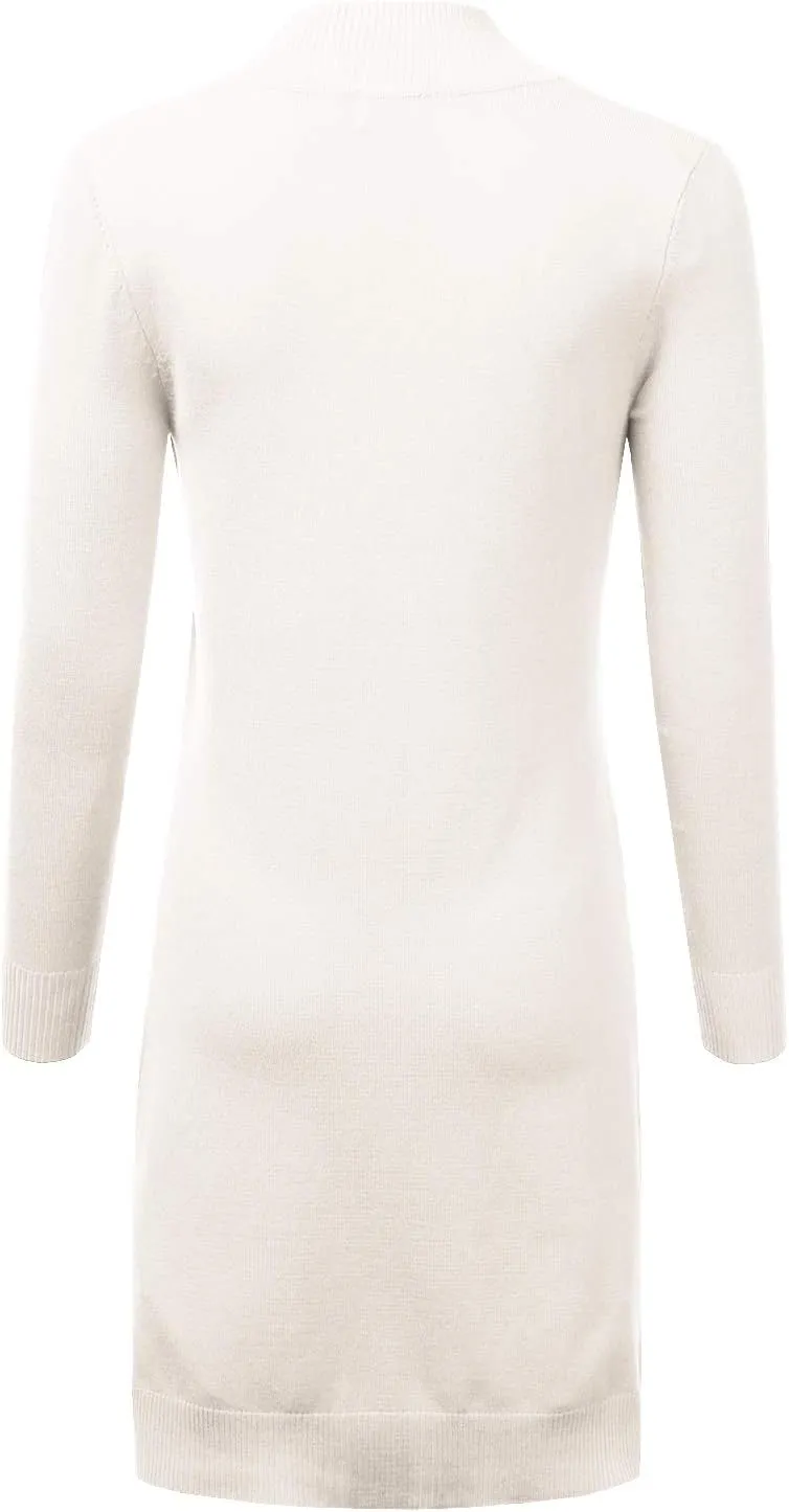 JJ Perfection Womens Casual Long Knit Cardigan Long Sleeve with Pockets Lightweight Open Front Sweater Jacket with Plus Size