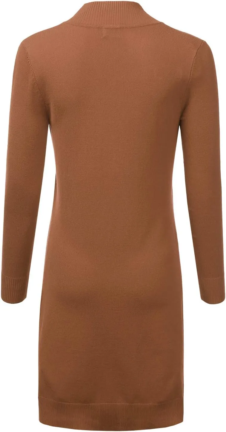 JJ Perfection Womens Casual Long Knit Cardigan Long Sleeve with Pockets Lightweight Open Front Sweater Jacket with Plus Size