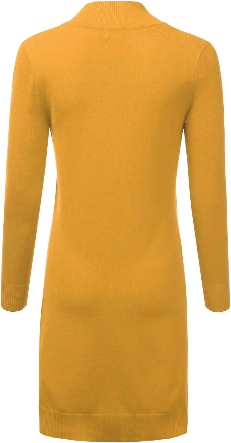 JJ Perfection Womens Casual Long Knit Cardigan Long Sleeve with Pockets Lightweight Open Front Sweater Jacket with Plus Size