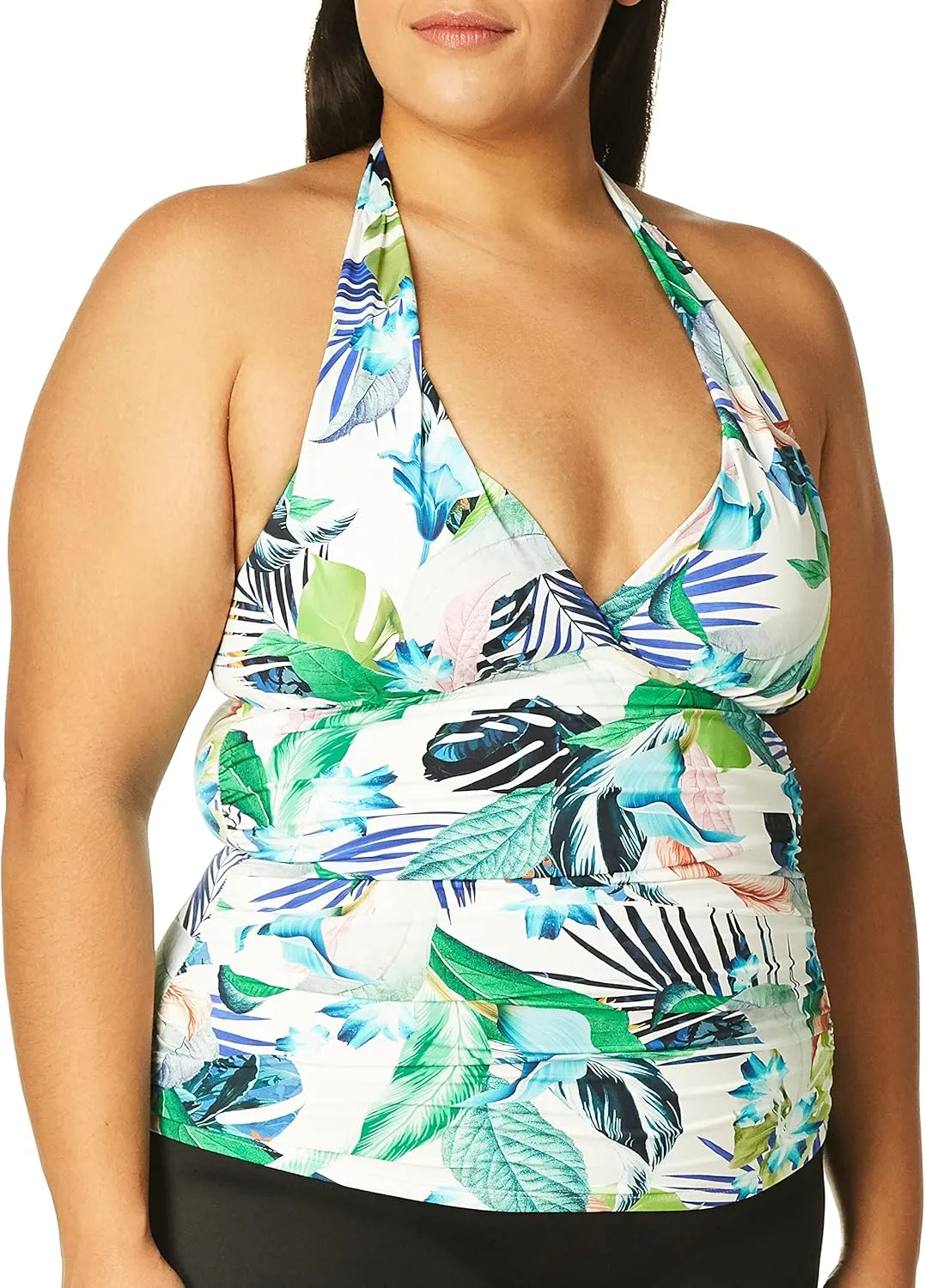 La Blanca Women's V-Neck Halter Tankini Swimsuit Top