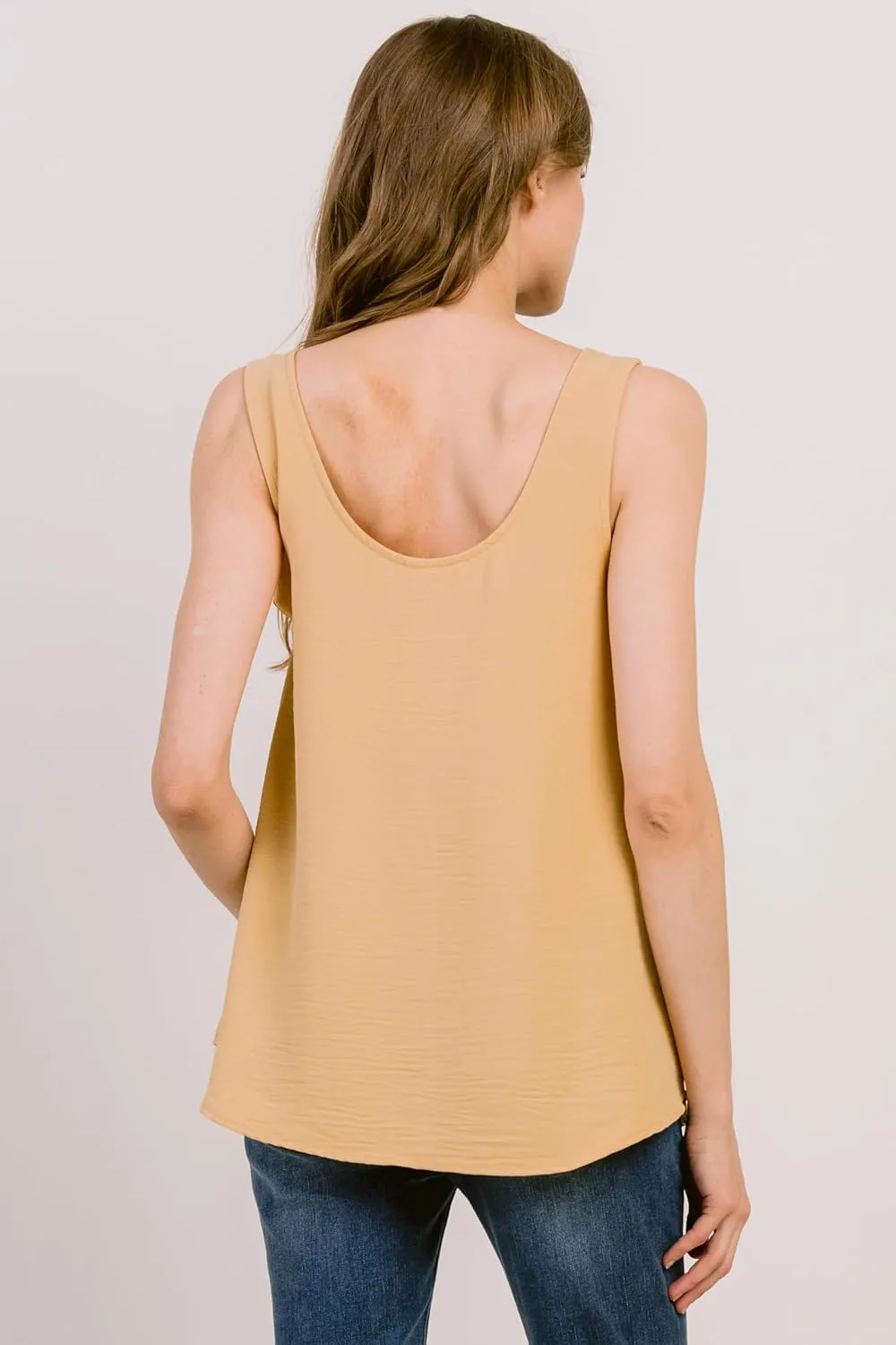 LaClef Womens Sleeveless Tie Shoulder Scoop Neck Maternity Tank Top