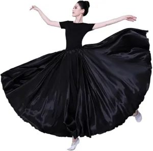 Ladies Satin Long Full Skirt for Belly Dance Praise Dance Skirt Belly Dance Skirt Satin Maxi Skirt for Women