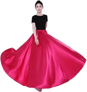 Ladies Satin Long Full Skirt for Belly Dance Praise Dance Skirt Belly Dance Skirt Satin Maxi Skirt for Women