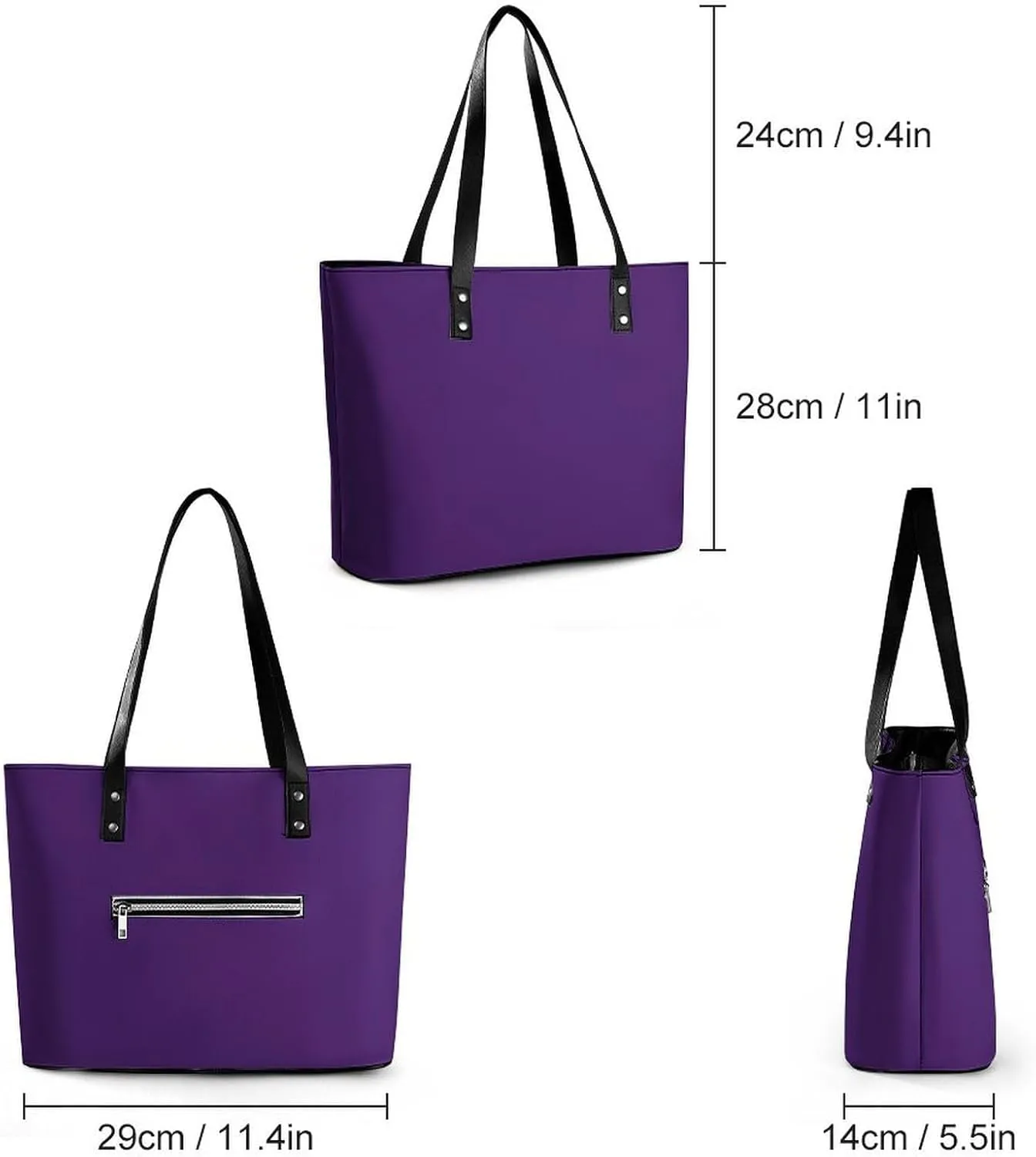 Large Casual Soft Leather Purse Fashion Hobo Handbags Tote Bag With Zipper