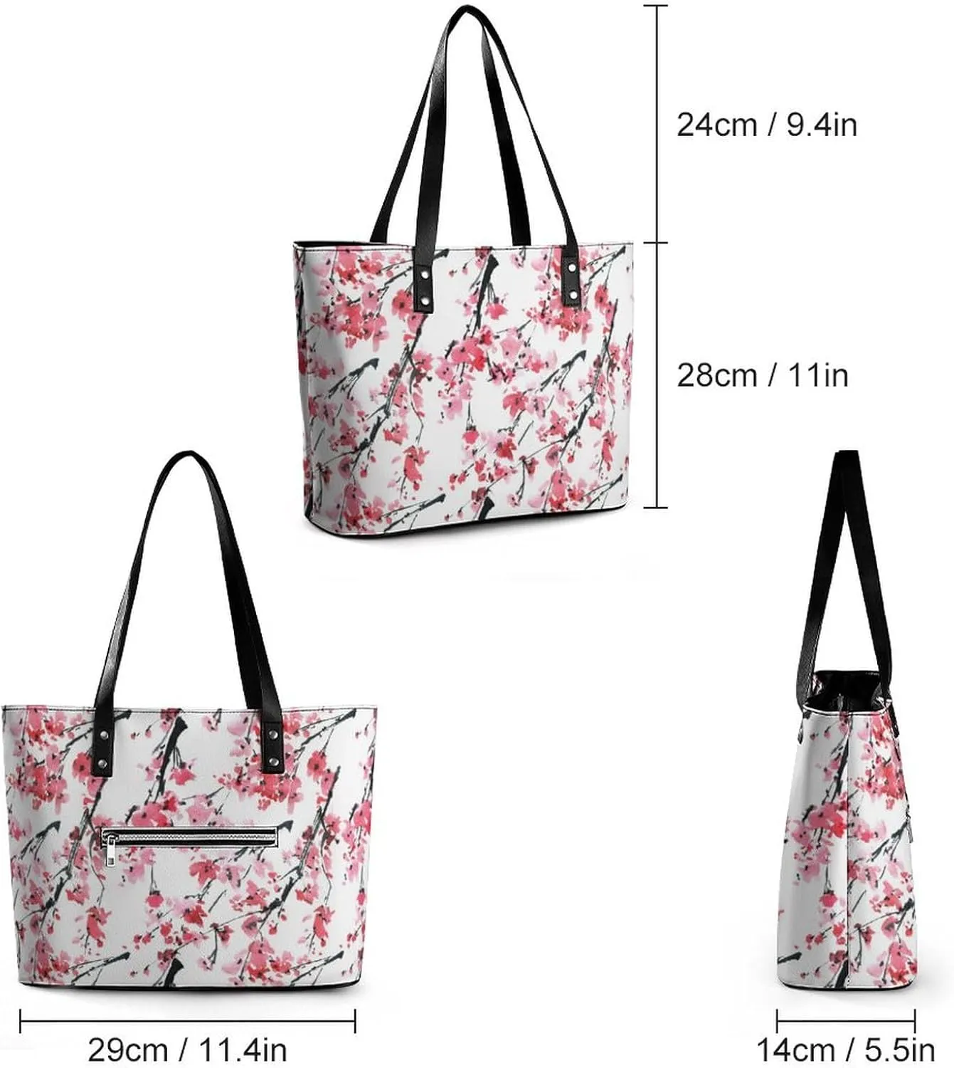 Large Casual Soft Leather Purse Fashion Hobo Handbags Tote Bag With Zipper