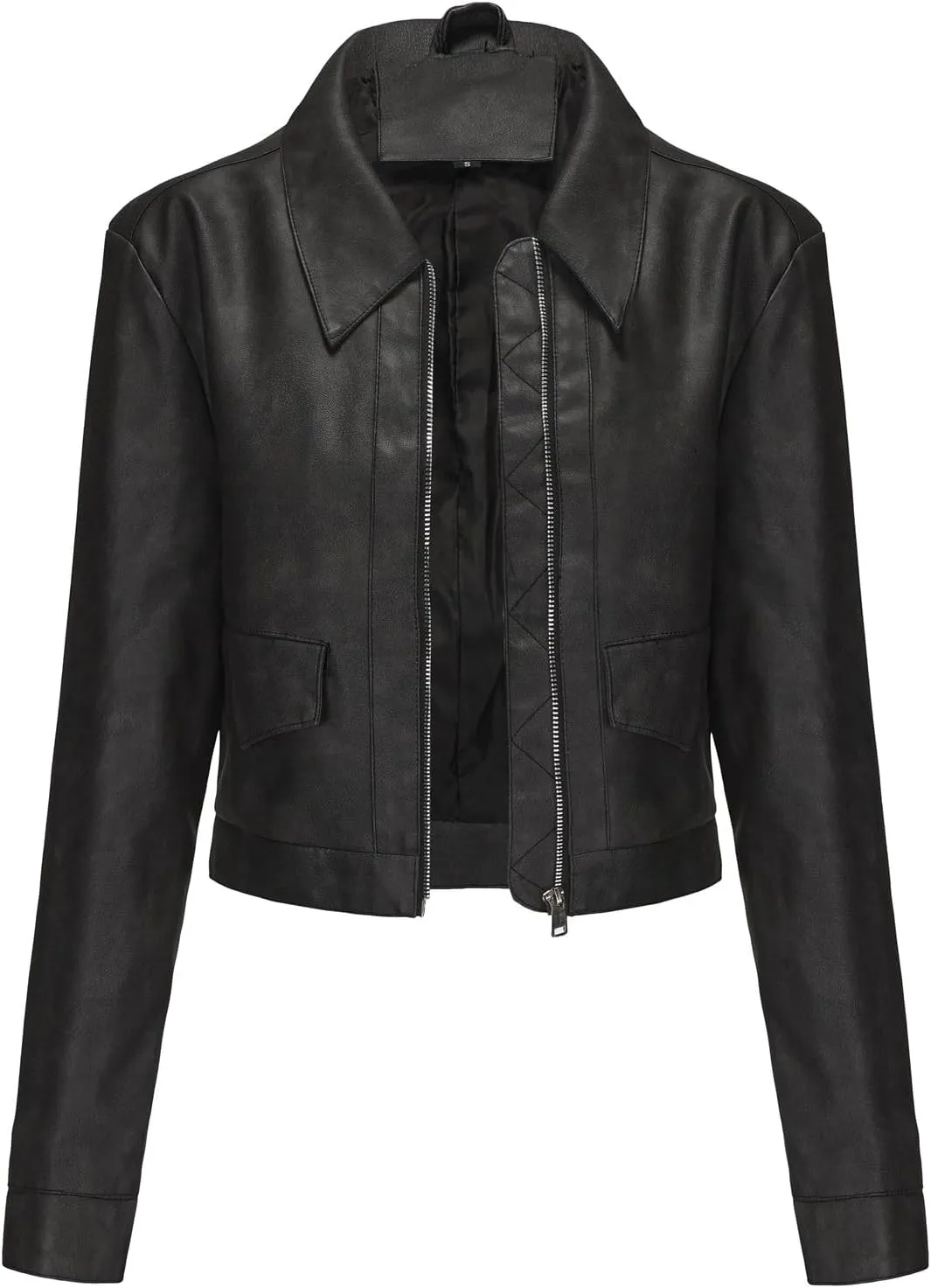 Leather Jacket Women Cropped 2024 Zipper Up Lapel Oversize Womens Bomber Jackets Lightweight