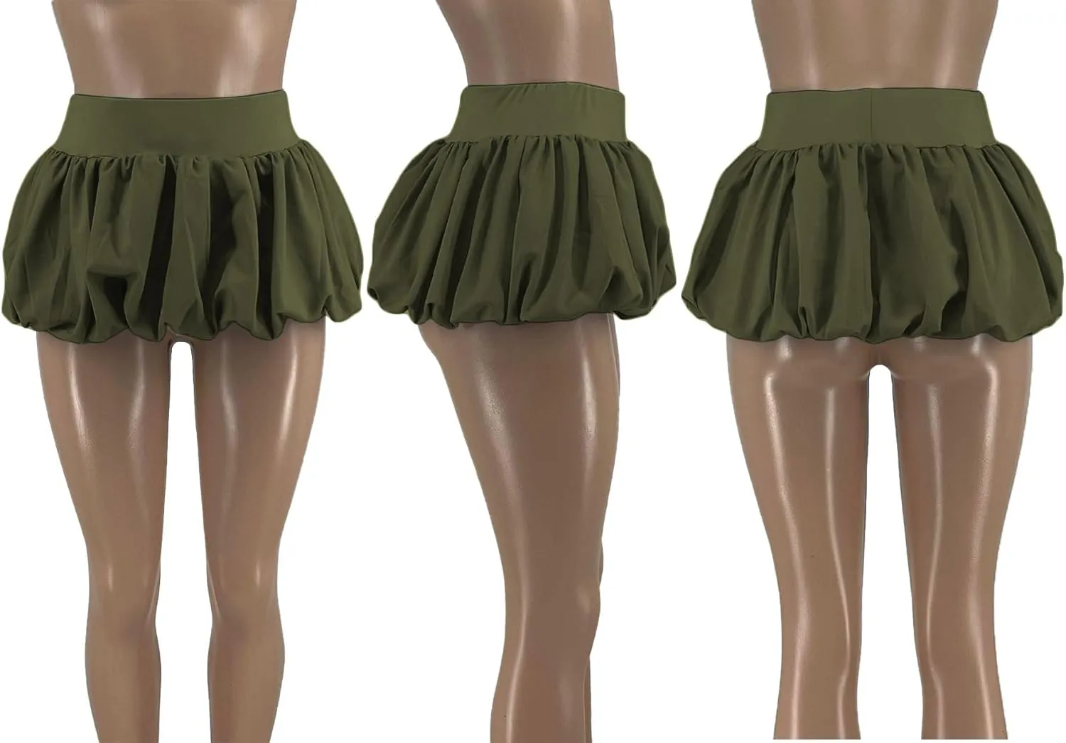 LETSVDO Women's Bubble Mini Skirt Y2k Puffy Pleated Ruffle Elastic Waist A Line Flare Balloon Cute Summer Short Skirts