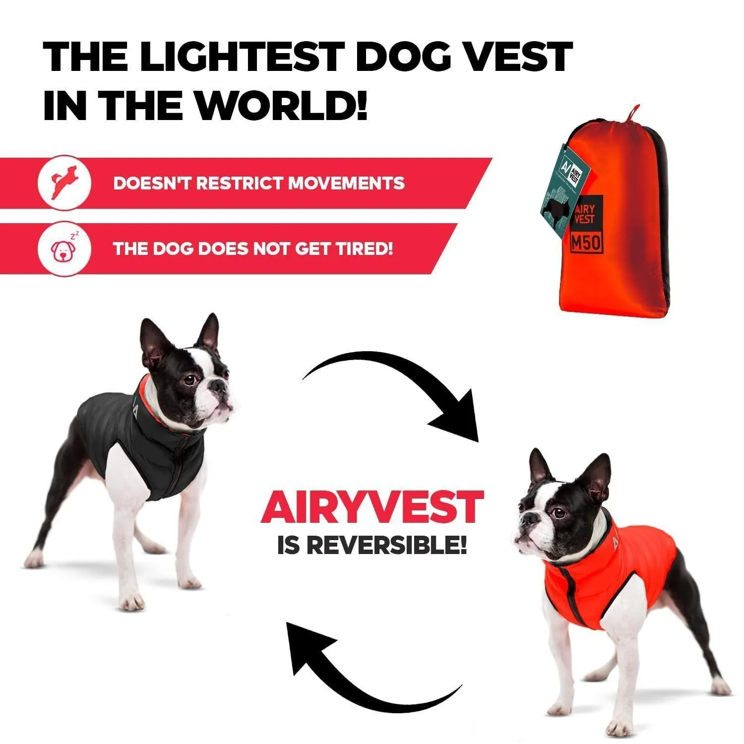 Lightweight Reversible Winter Dog Coat   Warm Dog Jacket   Water Resistant