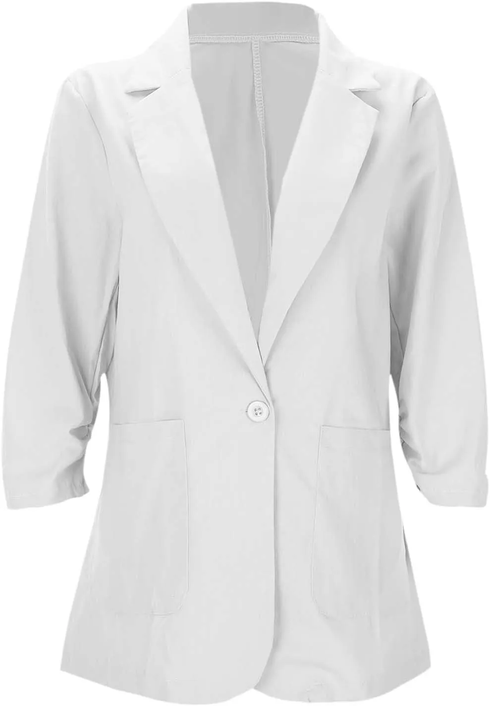 Linen Blazer for Women 3/4 Sleeve Cargdigan 2024 Fall Fashion Outfits Business Coats Work Office Suit Jackets with Pockets
