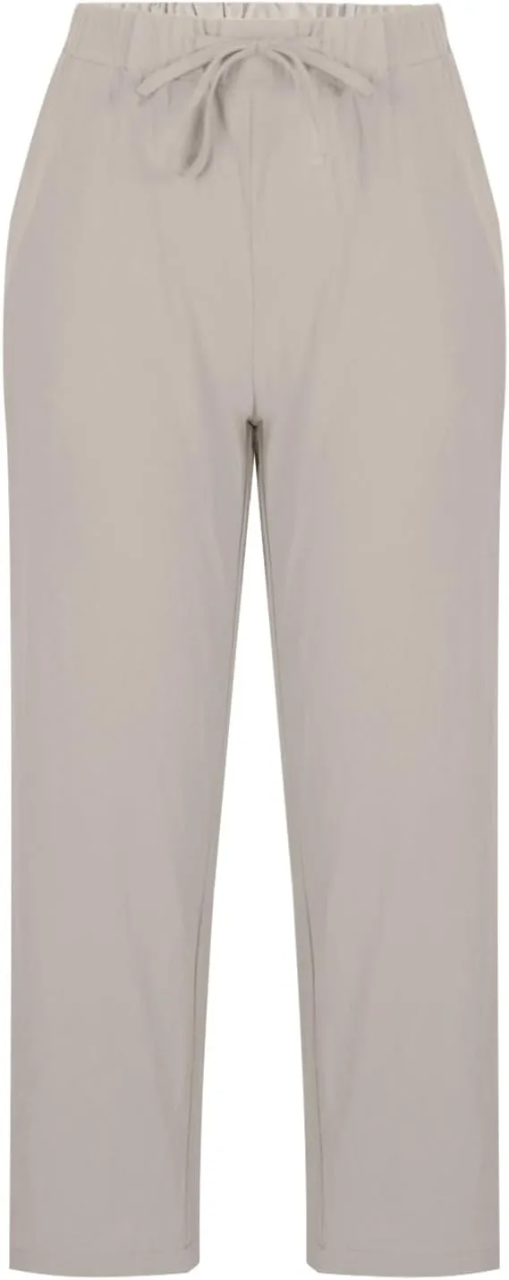 Linen Pants for Women Casual Drawstring Cropped Wide Leg Trousers Breathable Summer Palazzo Pants with Pockets