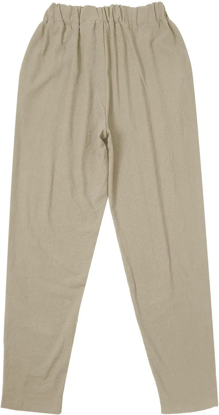 Linen Pants for Women High Waist Hollow Out Cropped Trousers Loose Summer Beach Cropped Pants with Pockets