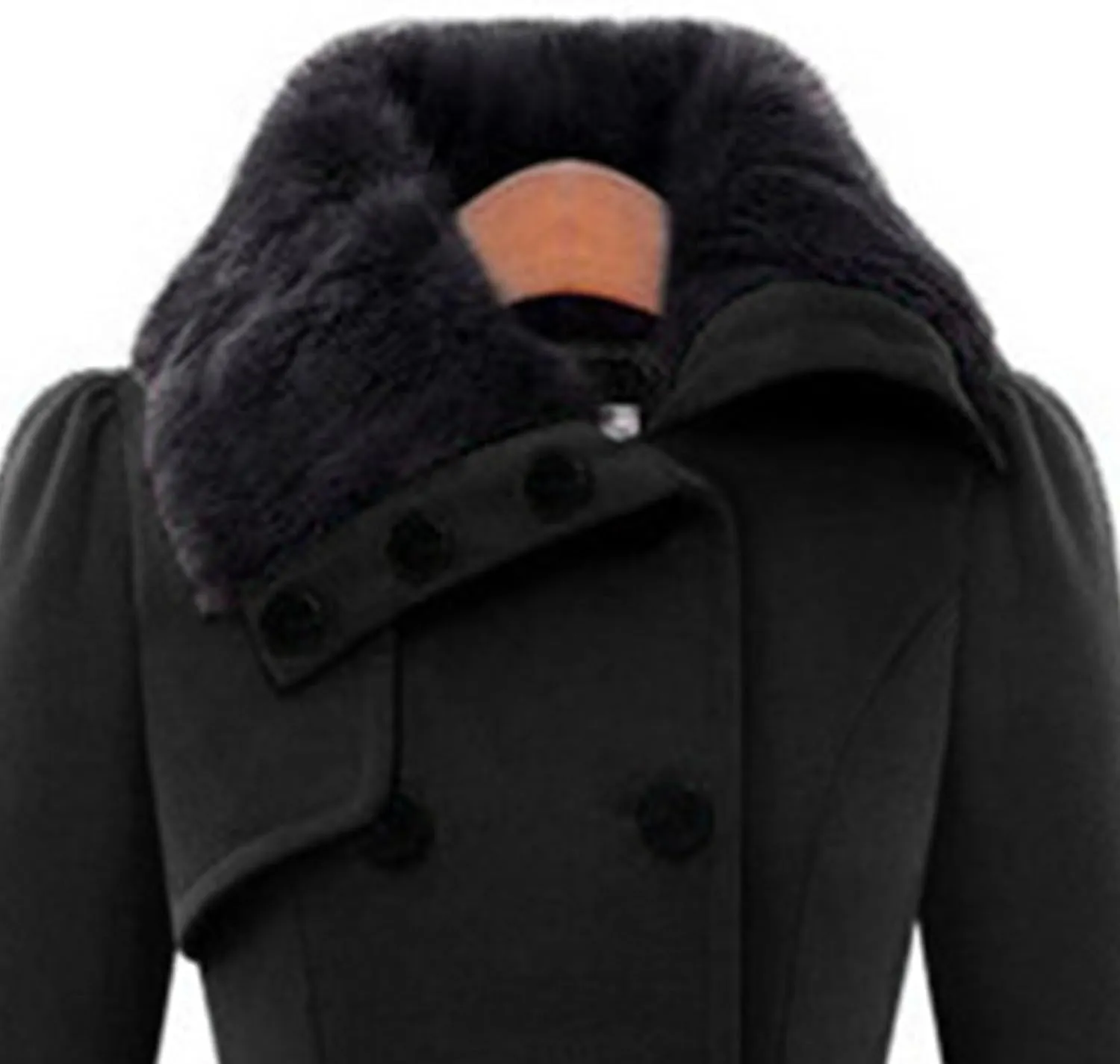 Maiyifu-GJ Womens Lapel Faux Fur Collar Wool Blend Trench Coat Vintage Double Breasted Long Jacket Casual Coat with Belt