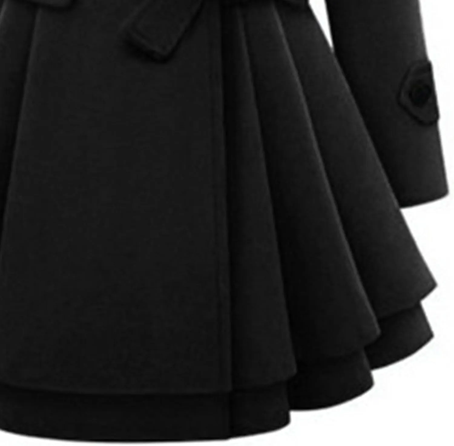 Maiyifu-GJ Womens Lapel Faux Fur Collar Wool Blend Trench Coat Vintage Double Breasted Long Jacket Casual Coat with Belt