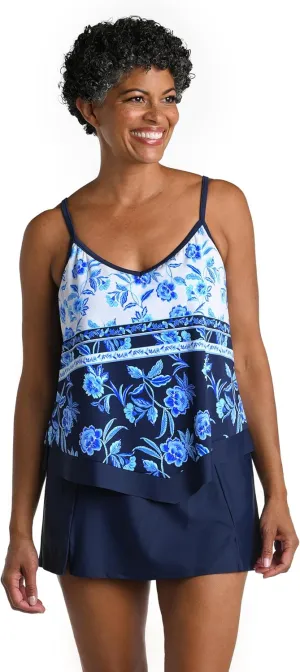 Maxine Of Hollywood Women's V-Neck Flutter Tankini Swimsuit Top