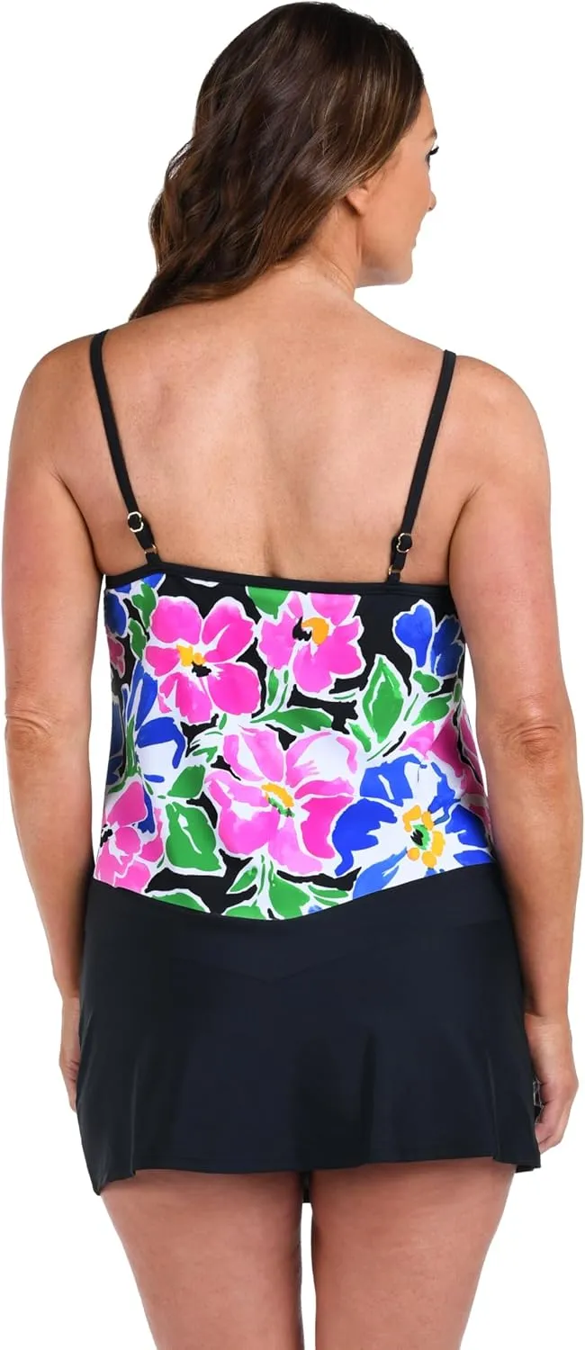 Maxine Of Hollywood Women's V-Neck Flutter Tankini Swimsuit Top