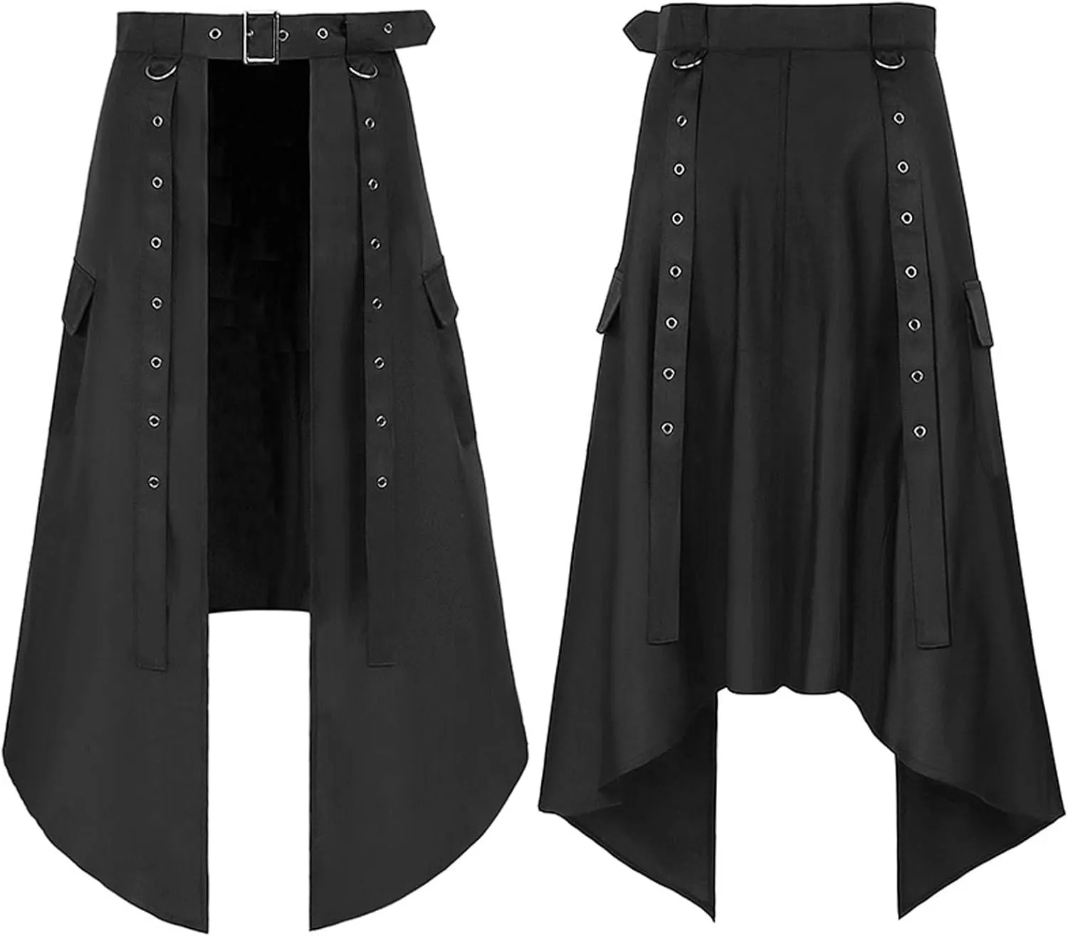 Men Skirts Medieval Cosplay Punk Maxi Skirt Gothic Sexy Chain Matching Skirts Schoolgirl