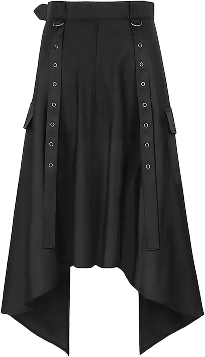 Men Skirts Medieval Cosplay Punk Maxi Skirt Gothic Sexy Chain Matching Skirts Schoolgirl