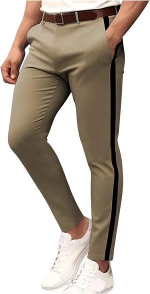 Men Suit Dress Pants Slim Fit Stretch Flat-Front Skinny Chino Pants Business Casual Golf Pants for Groomsmen Wedding