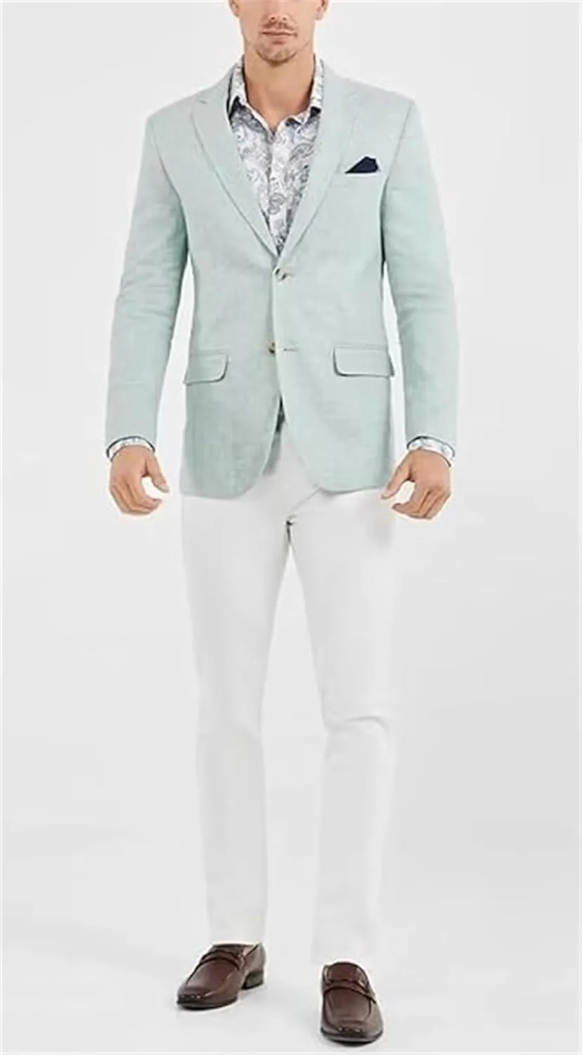 Men Suit Jacket Casual Linen Blazer for Men Wedding Prom Business Summer Suit Blazer Slim Fit Lightweight Sport Coats for Men