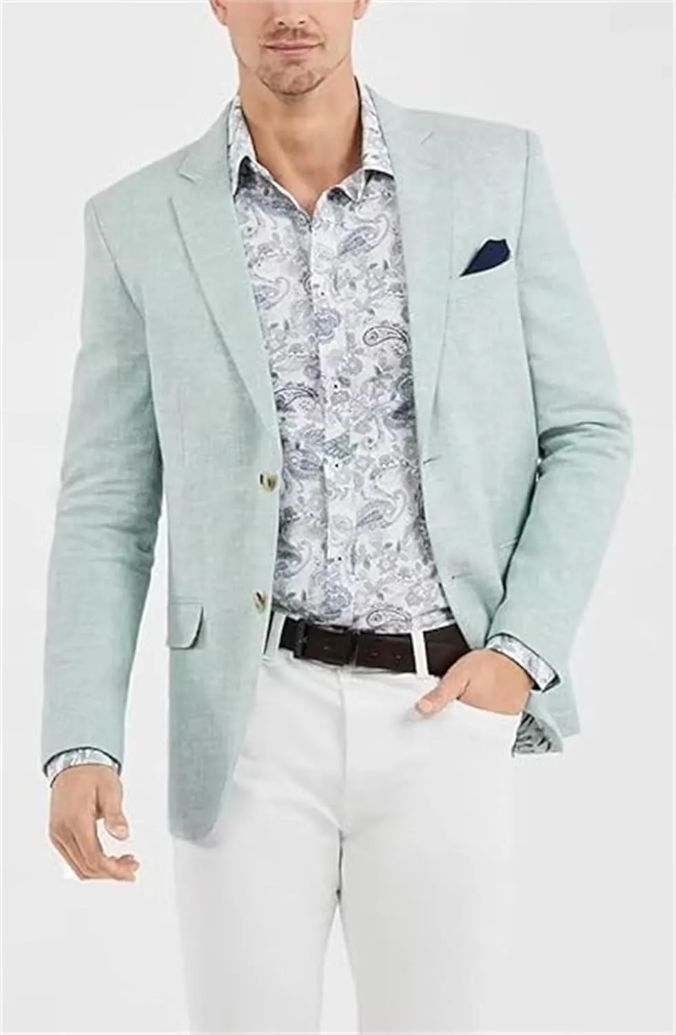 Men Suit Jacket Casual Linen Blazer for Men Wedding Prom Business Summer Suit Blazer Slim Fit Lightweight Sport Coats for Men