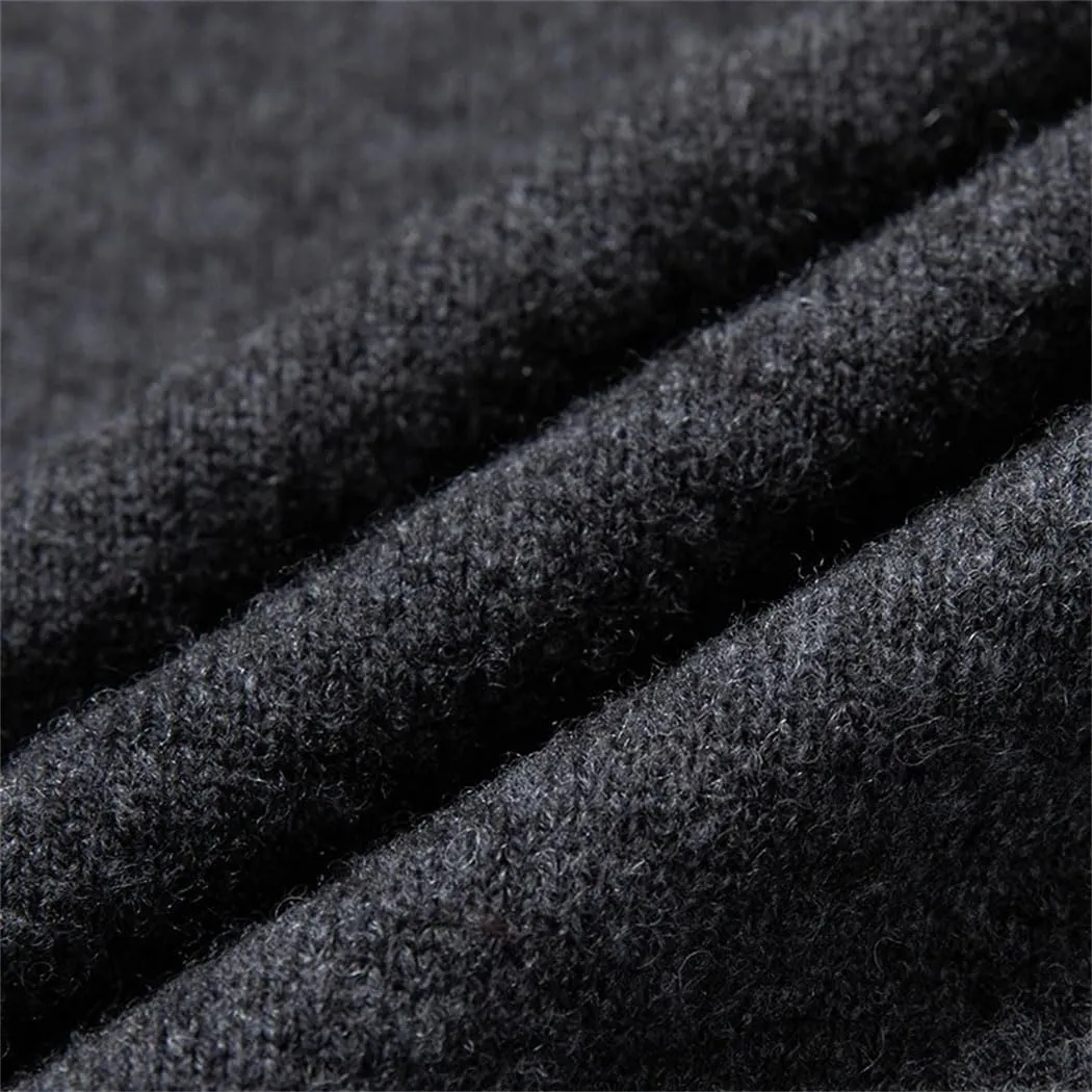 Mens 100% Wool Knit Cardigan Full Zip Turn-Down Collar Cashmere Coat Winter Casual Soft Warm Tops