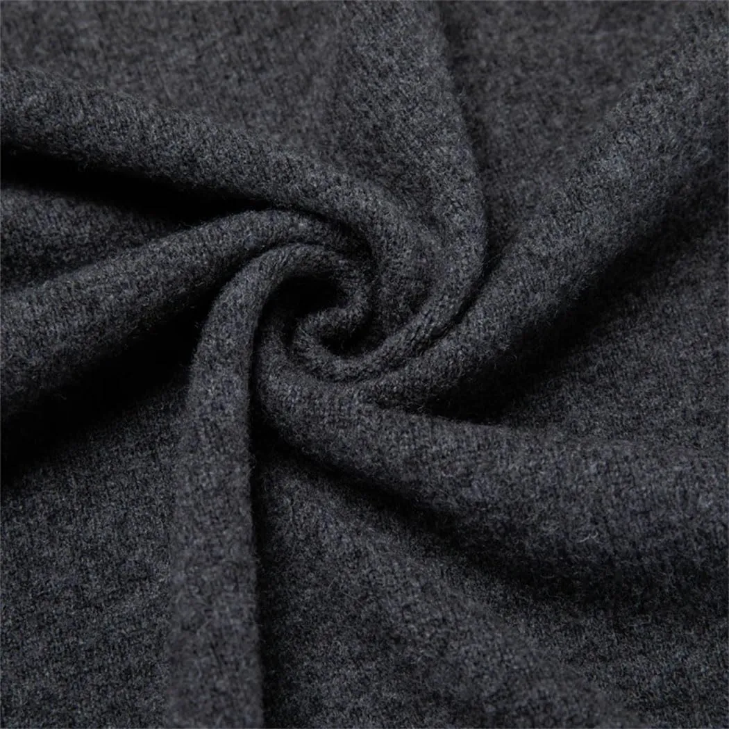 Mens 100% Wool Knit Cardigan Full Zip Turn-Down Collar Cashmere Coat Winter Casual Soft Warm Tops