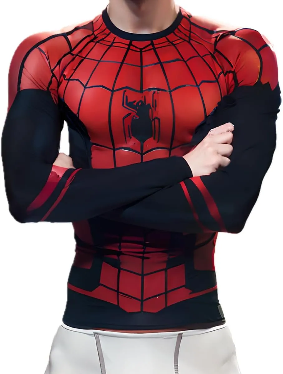Men's Anime Long Sleeve Compression Shirt Workout Gym Top