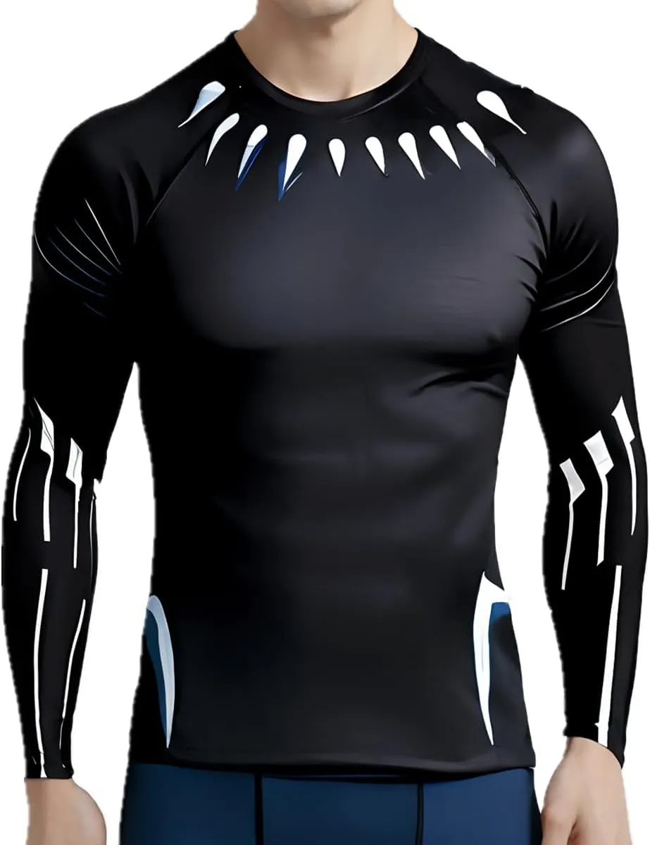 Men's Anime Long Sleeve Compression Shirt Workout Gym Top