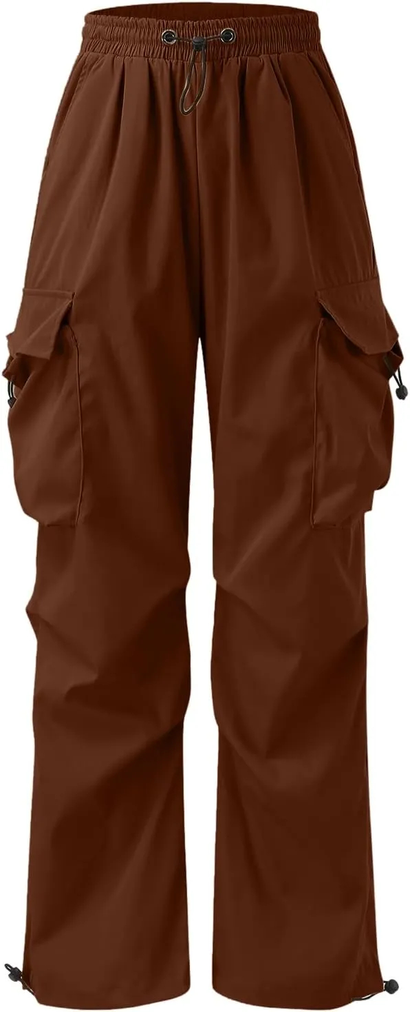 Mens Baggy Cargo Pants, Trendy Casual Sports Parachute Pant, Loose Fit Harem Joggers with Pockets for Streetwear