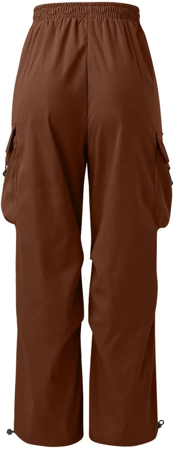 Mens Baggy Cargo Pants, Trendy Casual Sports Parachute Pant, Loose Fit Harem Joggers with Pockets for Streetwear