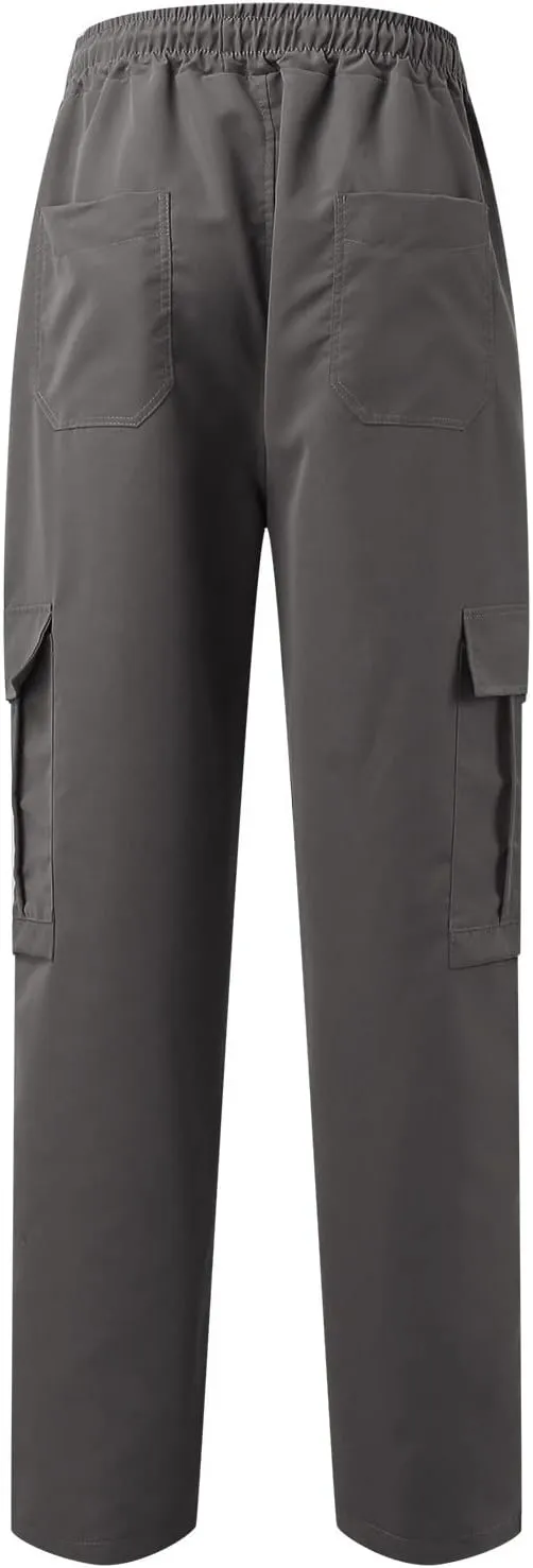 Men's Cargo Pants Multi Pockets, Straight Work Pants, Outdoor Fitness Bodybuilding Trousers Baggy Hiking Pants
