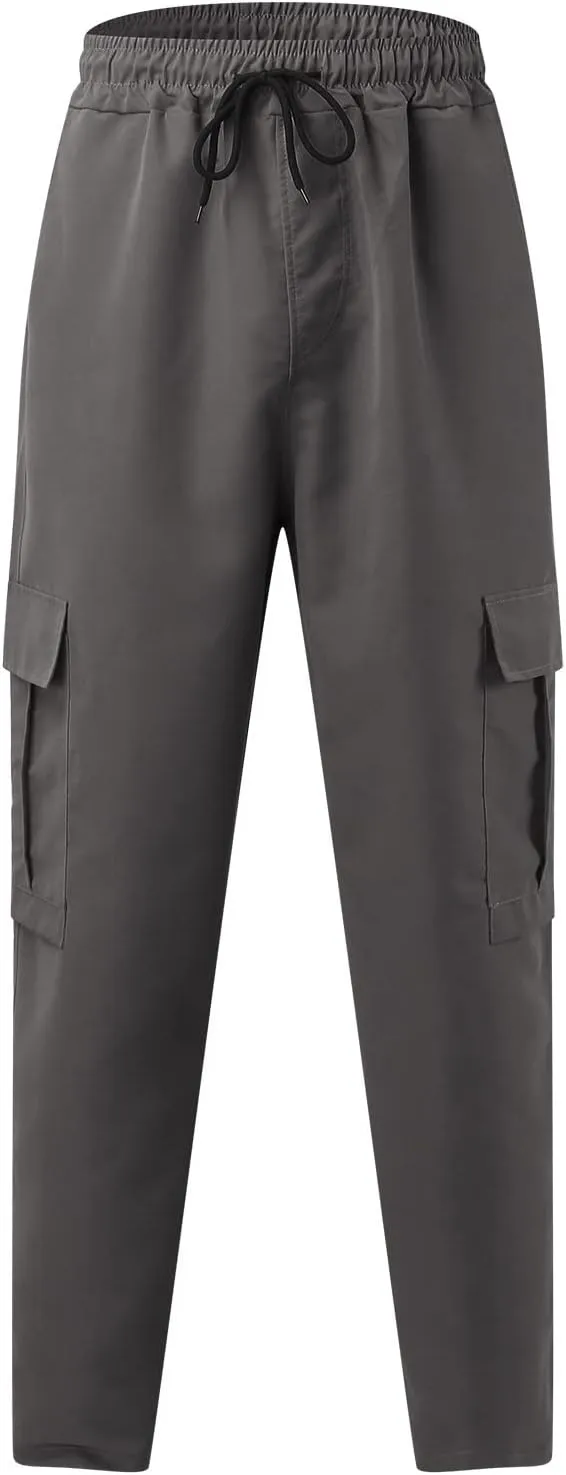 Men's Cargo Pants Multi Pockets, Straight Work Pants, Outdoor Fitness Bodybuilding Trousers Baggy Hiking Pants