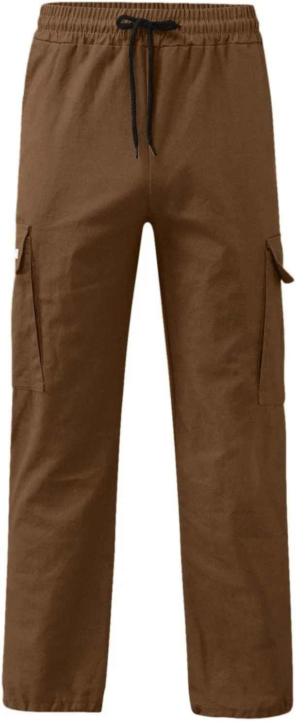 Mens Cargo Pants Twill Chino Pants Trousers Loose Fit Hiking Joggers Tapered Pants Athletic Sweatpants