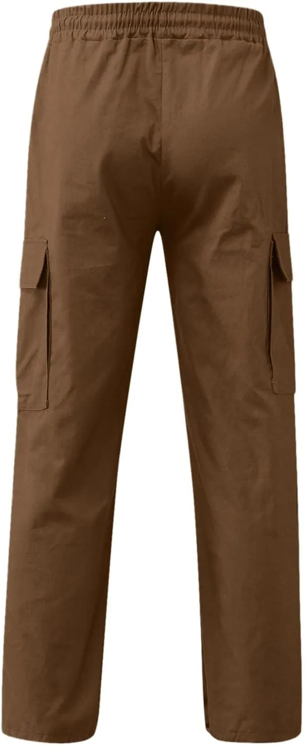Mens Cargo Pants Twill Chino Pants Trousers Loose Fit Hiking Joggers Tapered Pants Athletic Sweatpants