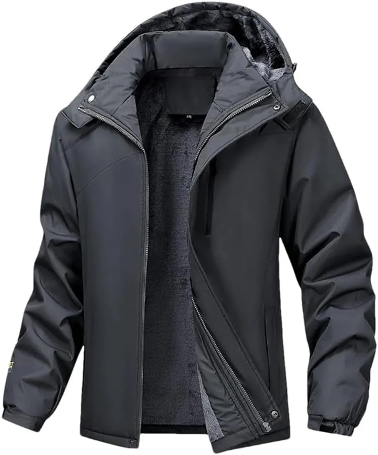 Mens Casual Thicken Warm Cotton Padded Jacket Lightweight Hooded Outdoor Windproof Coat Parkas